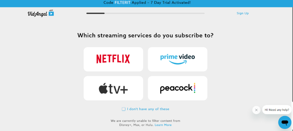 VidAngel Streaming service options
