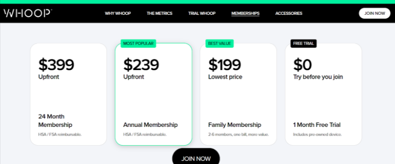 Whoop Membership Pricing Plans