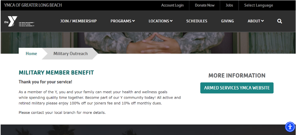 YMCA Military member benifit
