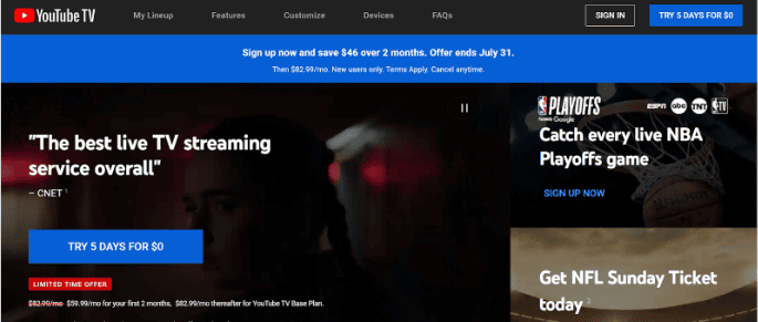 YouTube TV includes NFL RedZone YouTube TV includes NFL RedZone