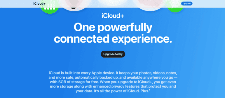 iCloud website page