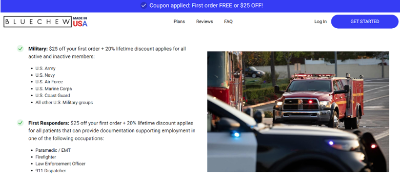 military members & first responders discount