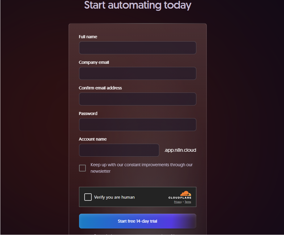 n8n Sign Up Page