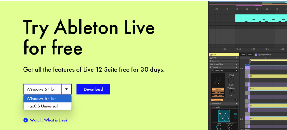 official Ableton trial page
