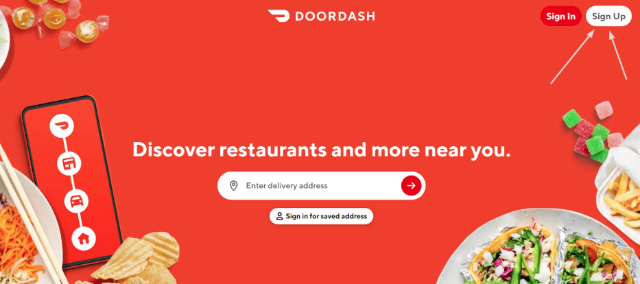 official website of DoorDash