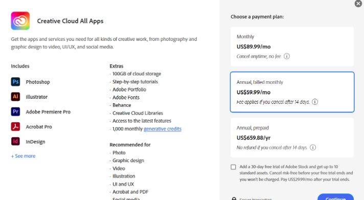 Adobe creative cloud plan