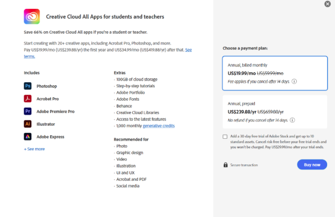 Adobe creative cloude all apps Acadamic discount