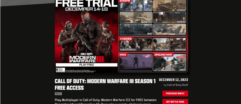 Call of Duty MW3 Free Trial