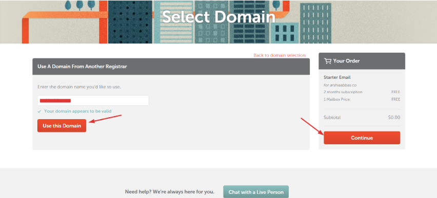 Namecheap Domain Selection option