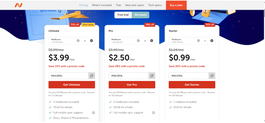 Namecheap Professional Email plans Namecheap Professional Email plans