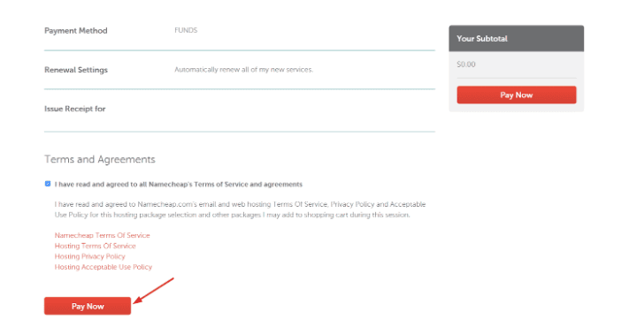 Namecheap Payment page Namecheap payment page