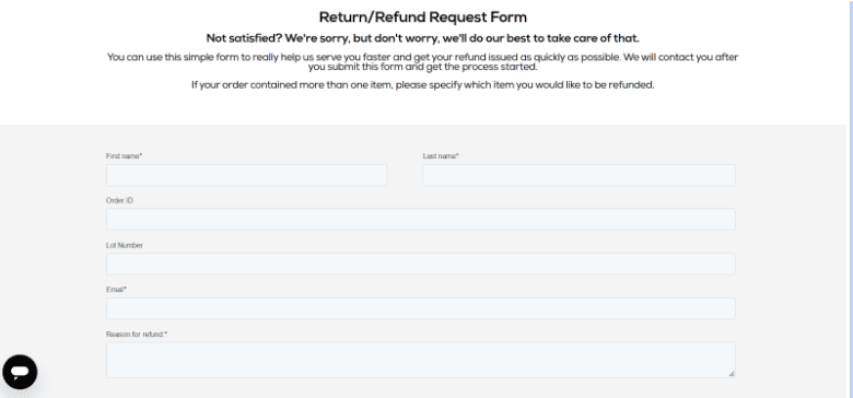 Onnit Refund request form