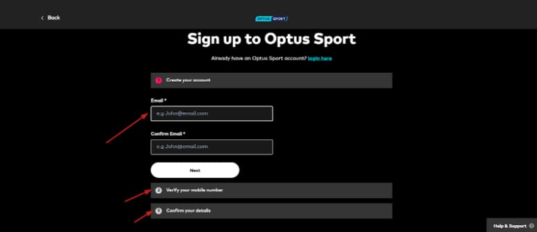 Optus Sport sign up Details
