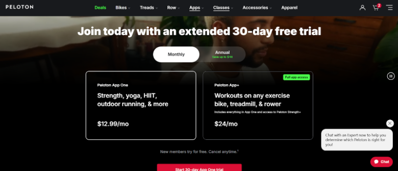 Peloton App+ plans