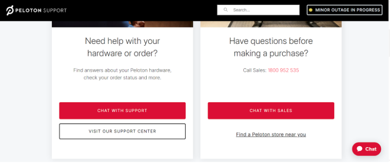 Peloton Support center