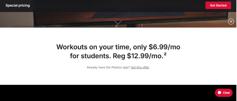 Peloton’s Student discount