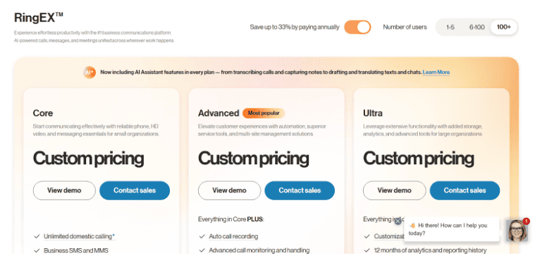 RingCentral plan features