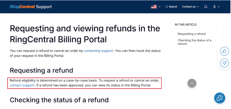 RingCentral Refund policy RingCentral Refund policy