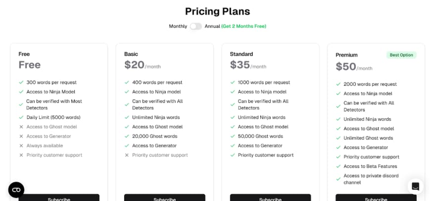 Stealth Writer AI monthly Plans Stealth Writer AI monthly Plans