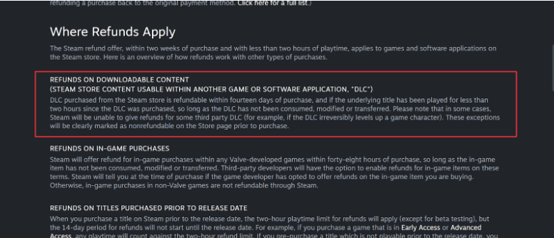 Steam refund page Steam refund page