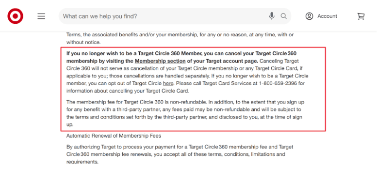 Target Circle 360 Refund Terms Target Circle 360 Refund Terms
