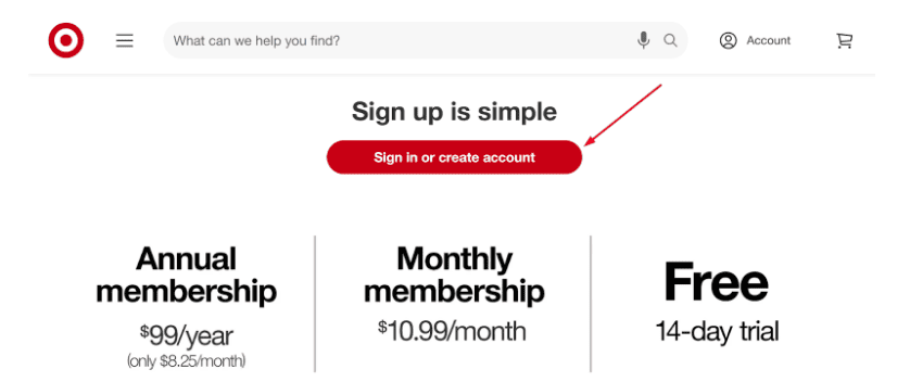 Target Circle 360 sign-up page Target Circle 360 sign-up page