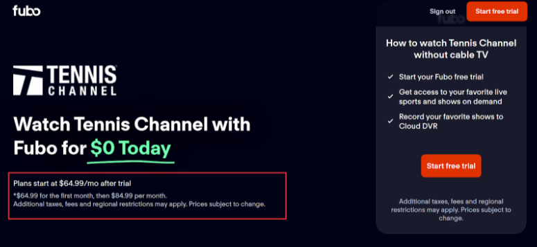 access to the Tennis Channel