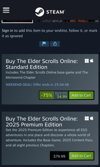 the game is deeply discounted on Steam