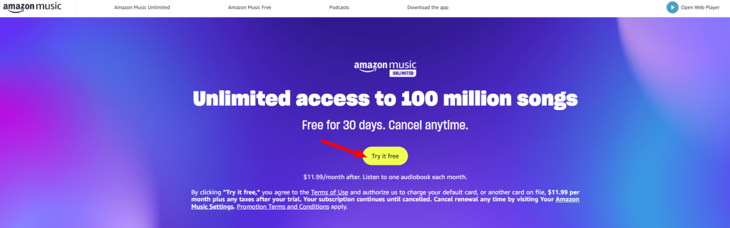 Amazon Music Homepage