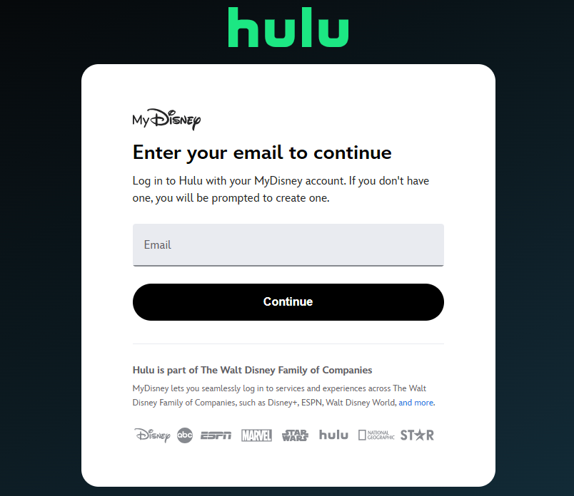 Hulu Sign Up Page
