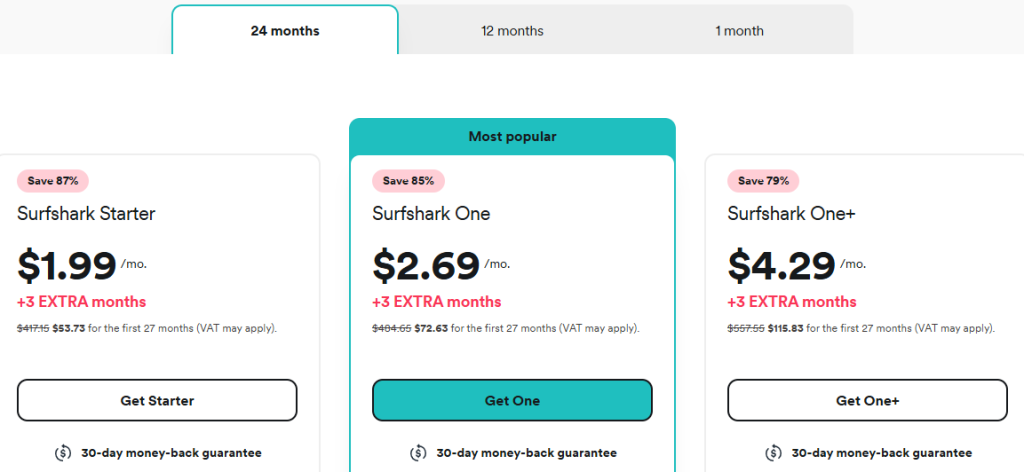 Surfshark Pricing Plans