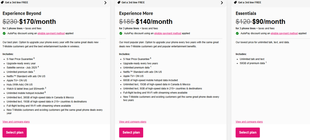 T-Mobile Pricing Plans
