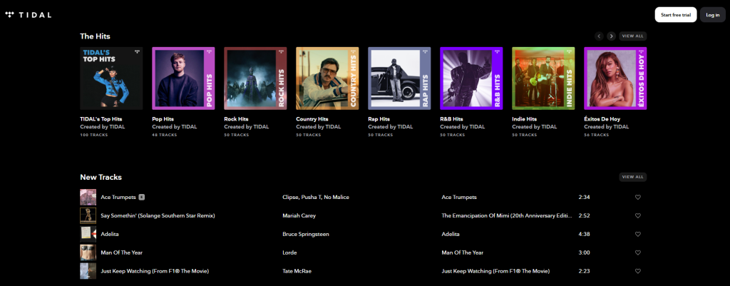 TIDAL Homepage