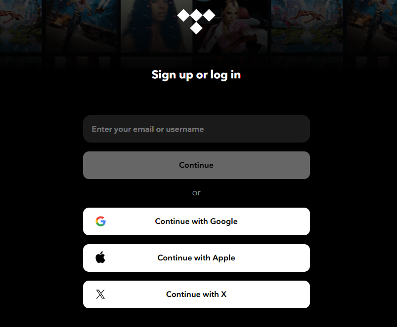 TIDAL Sign Up Page