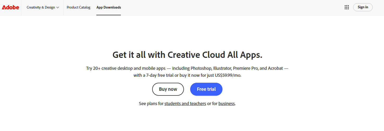 Adobe Homepage