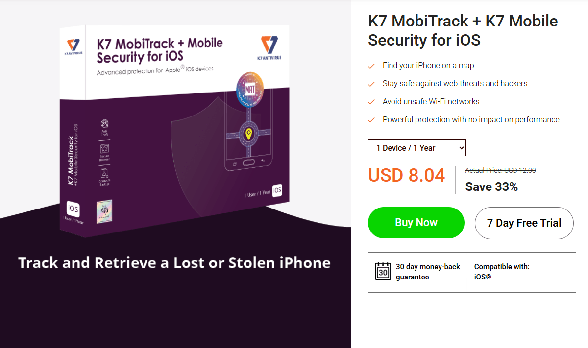 K7 Mobile Security iOS App Plans K7 Mobile Security iOS App Plans