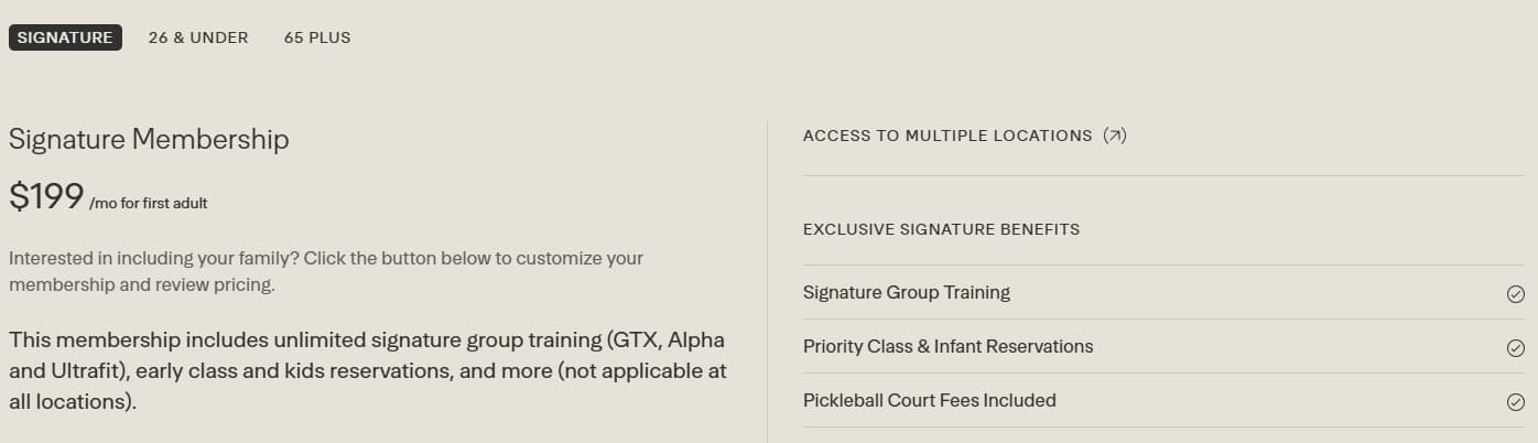Lifetime Fitness Signature Memberships