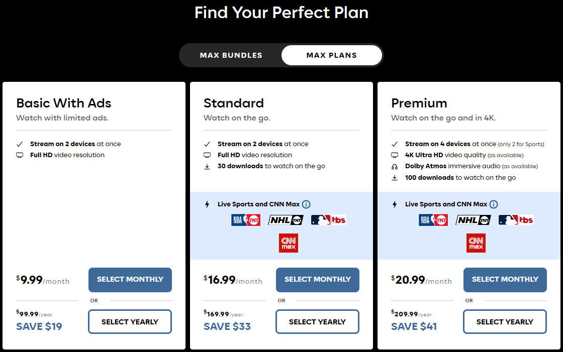 Max Pricing Plans Max Pricing Plans