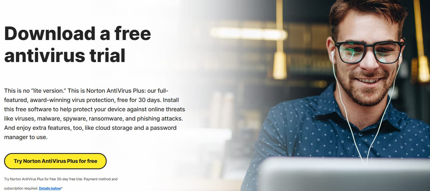 Norton Free AntiVirus Trial page