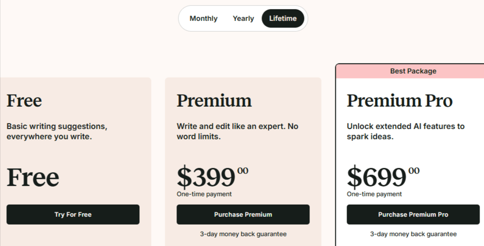 ProWritingAid Lifetime Pricing Plan ProWritingAid Lifetime Pricing Plan