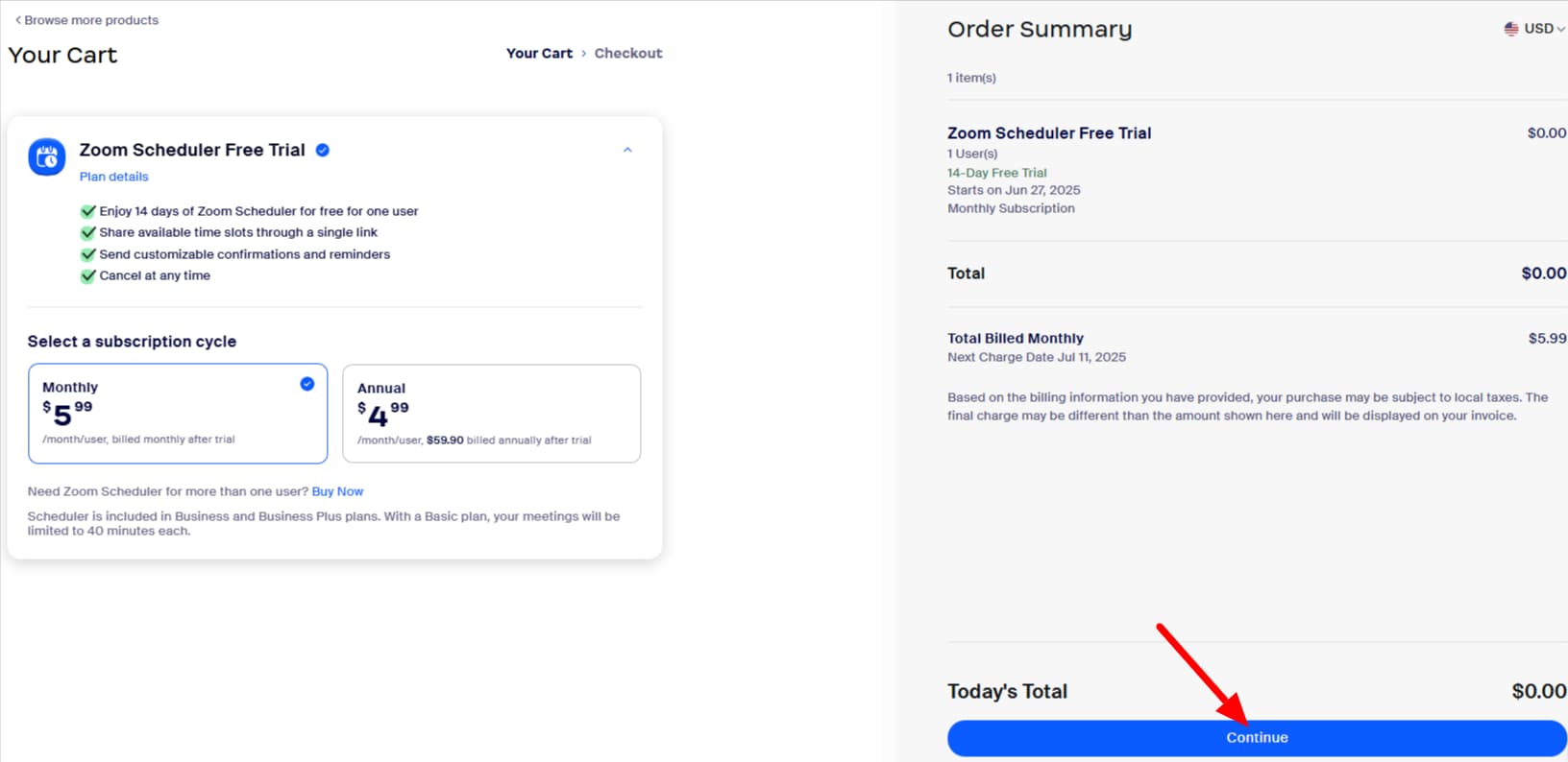 Zoom Scheduler Checkout Page Zoom Scheduler Checkout Page