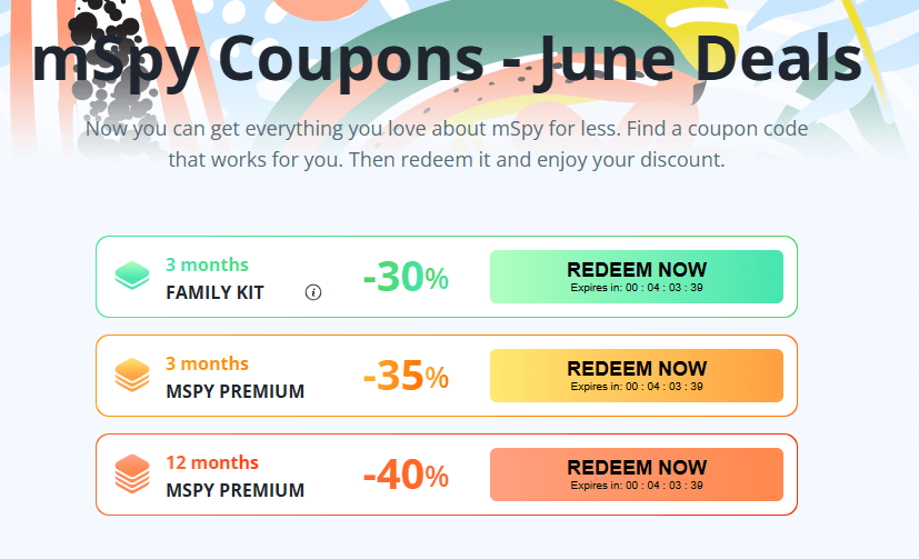 mSpy Discounts Page