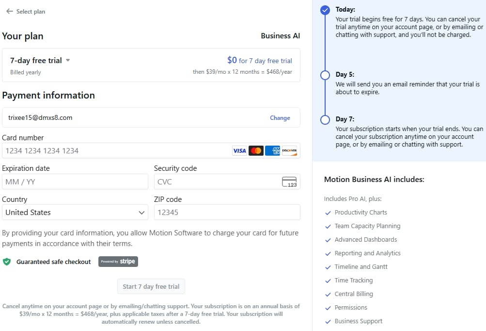 Motion Checkout Page