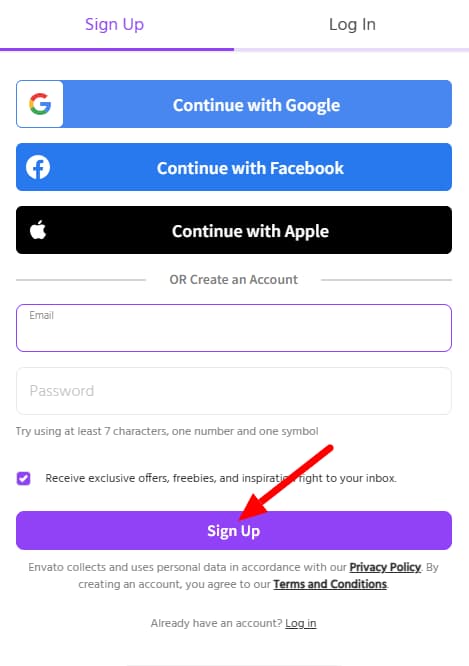 Placeit Sign Up Page