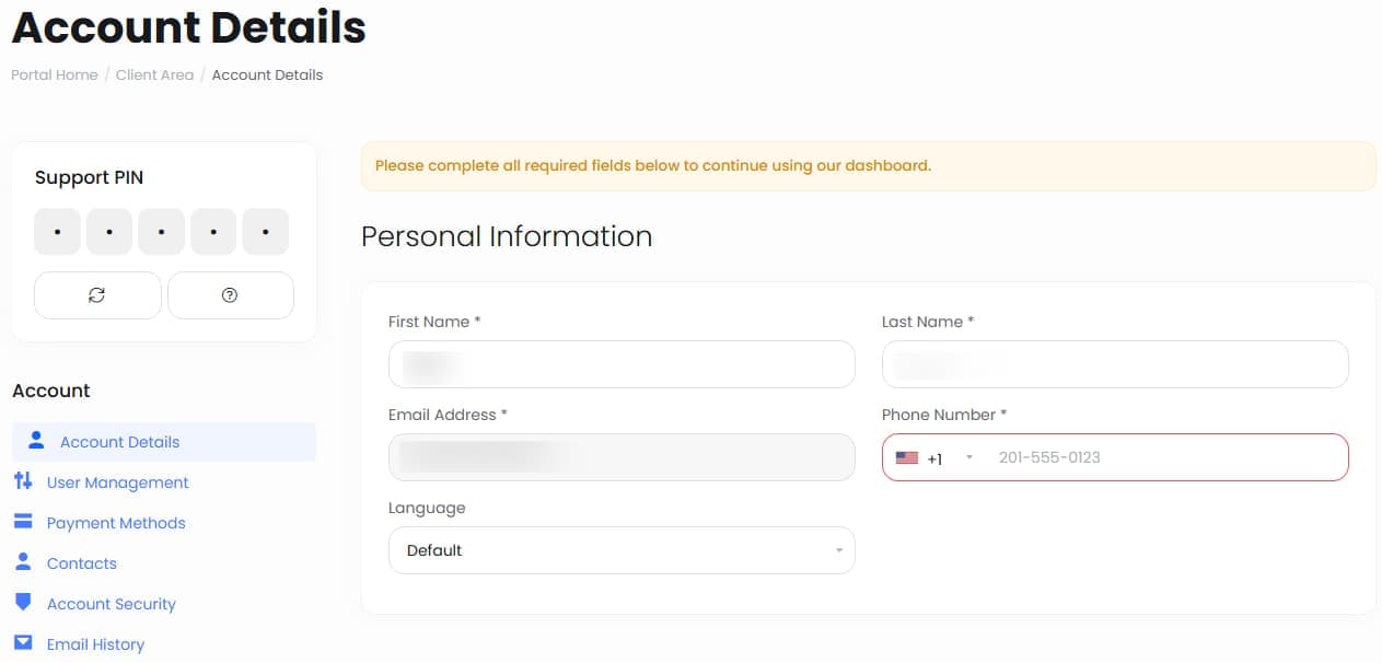 UltaHost account details