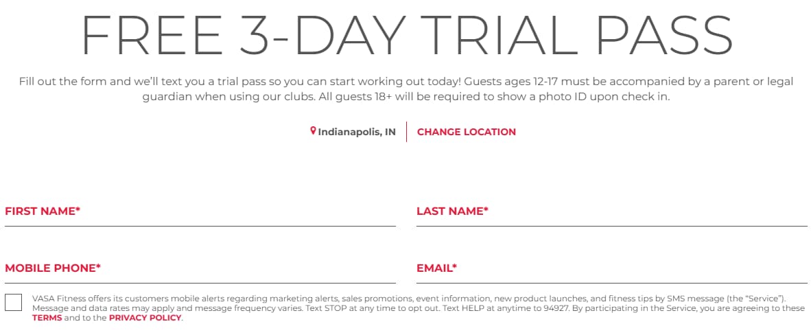 Vasa Fitness Free Gym Trial Pass