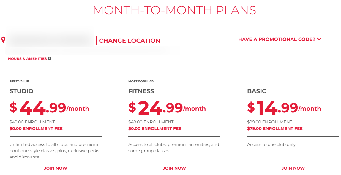 Vasa Fitness Pricing Plans